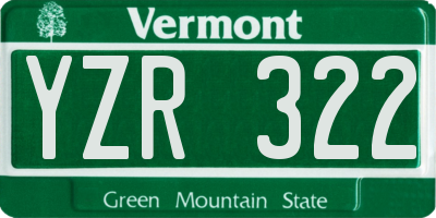 VT license plate YZR322