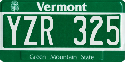 VT license plate YZR325