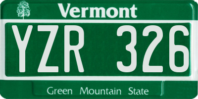 VT license plate YZR326