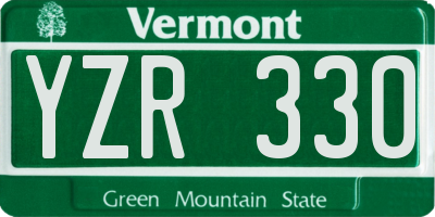 VT license plate YZR330