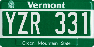 VT license plate YZR331