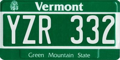 VT license plate YZR332