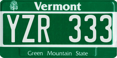 VT license plate YZR333