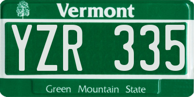 VT license plate YZR335