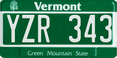 VT license plate YZR343