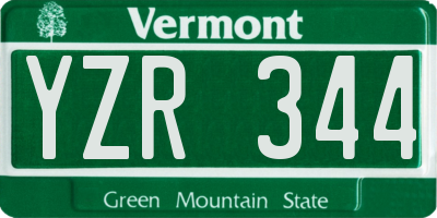 VT license plate YZR344