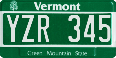 VT license plate YZR345