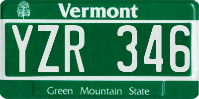 VT license plate YZR346