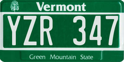 VT license plate YZR347