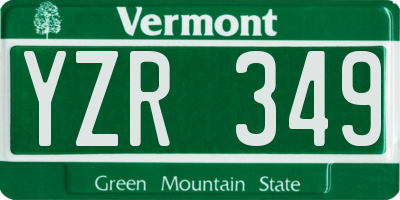 VT license plate YZR349