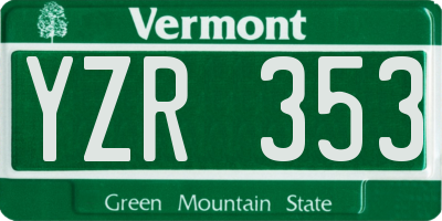 VT license plate YZR353