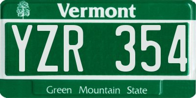 VT license plate YZR354