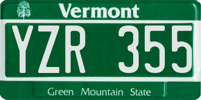 VT license plate YZR355