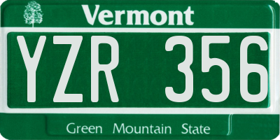VT license plate YZR356