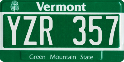VT license plate YZR357