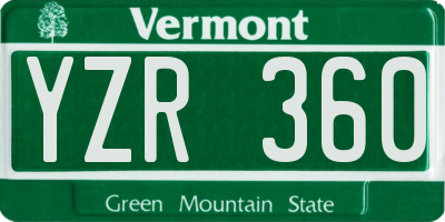 VT license plate YZR360