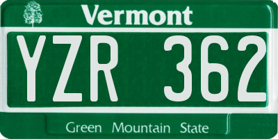 VT license plate YZR362
