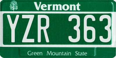 VT license plate YZR363