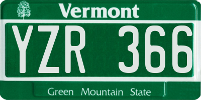 VT license plate YZR366