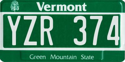 VT license plate YZR374