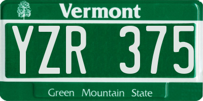 VT license plate YZR375