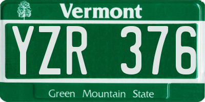 VT license plate YZR376