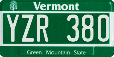 VT license plate YZR380