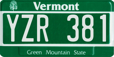 VT license plate YZR381