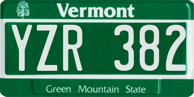 VT license plate YZR382