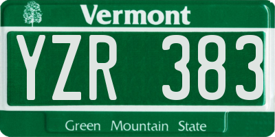 VT license plate YZR383
