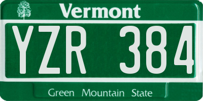 VT license plate YZR384