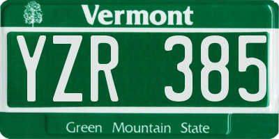 VT license plate YZR385