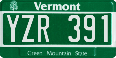 VT license plate YZR391