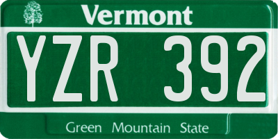 VT license plate YZR392