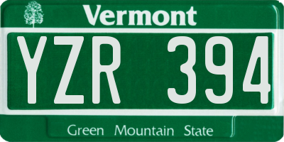 VT license plate YZR394
