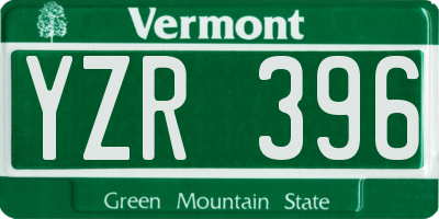 VT license plate YZR396