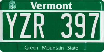 VT license plate YZR397