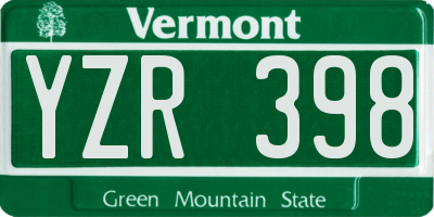 VT license plate YZR398