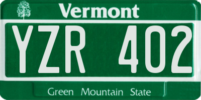 VT license plate YZR402