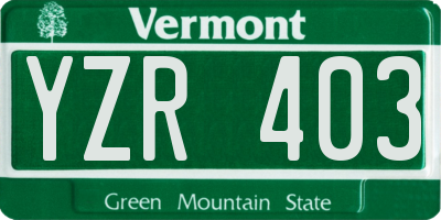 VT license plate YZR403