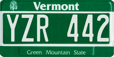 VT license plate YZR442