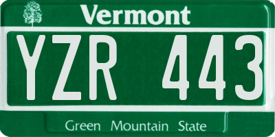 VT license plate YZR443