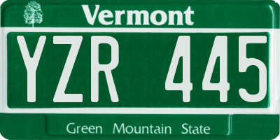 VT license plate YZR445