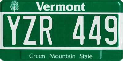 VT license plate YZR449