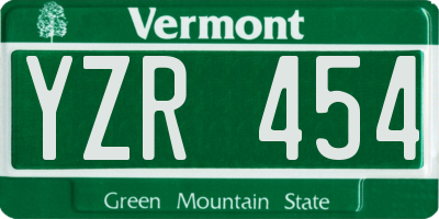 VT license plate YZR454