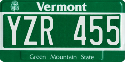 VT license plate YZR455