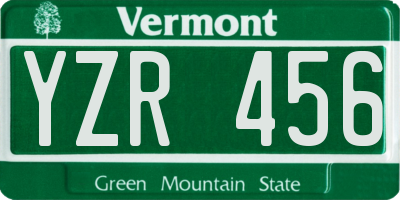 VT license plate YZR456