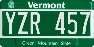 VT license plate YZR457