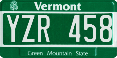 VT license plate YZR458