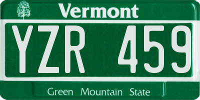 VT license plate YZR459